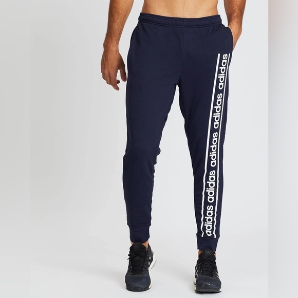 Adidas men’s Navy logo stripe C90 comfortable sweatpants joggers in S - Picture 1 of 7